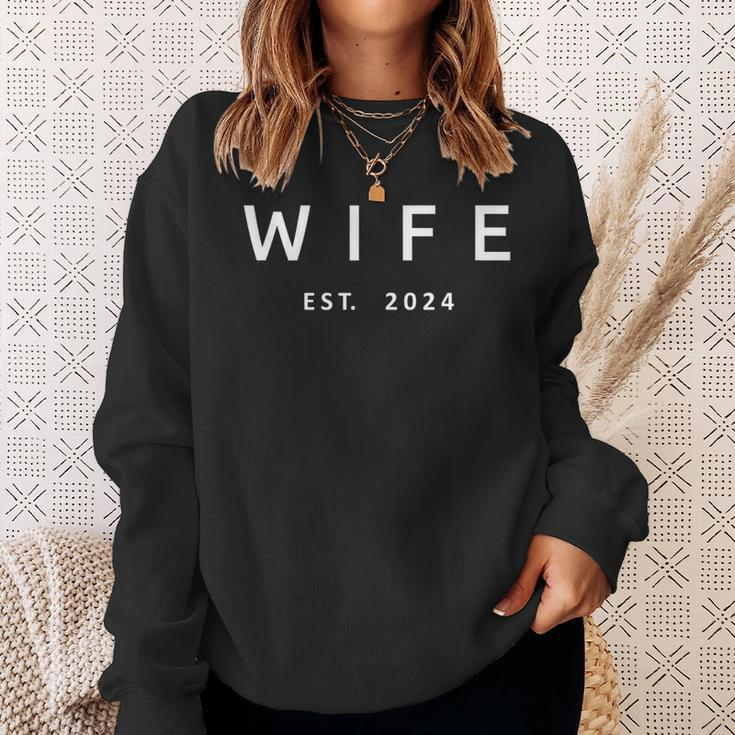 Wife Est 2024 Matching Wedding Married Couple Husband Wife Sweatshirt Gifts for Her