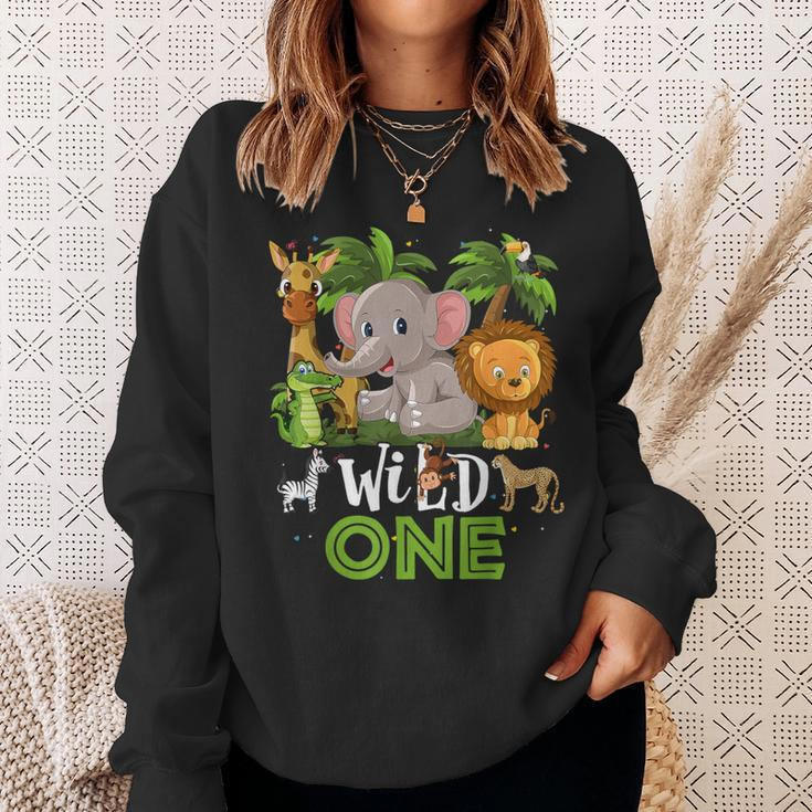 Wild One Birthday 1St Safari Jungle Family Sweatshirt Gifts for Her