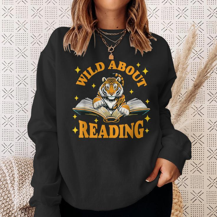 Wild About Reading Tiger For Teachers & Students Sweatshirt Gifts for Her