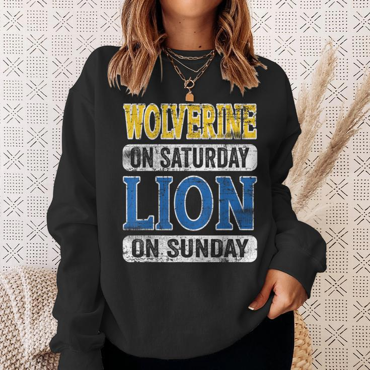 Wolverine On Saturday Lion On Sunday Detroit Sweatshirt Gifts for Her