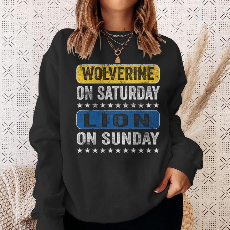 Wolverine On Saturday Lion On Sunday Detroit Sweatshirt Gifts for Her