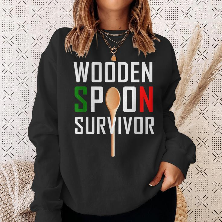 Wooden Spoon Survivor Italian Joke Sweatshirt Gifts for Her