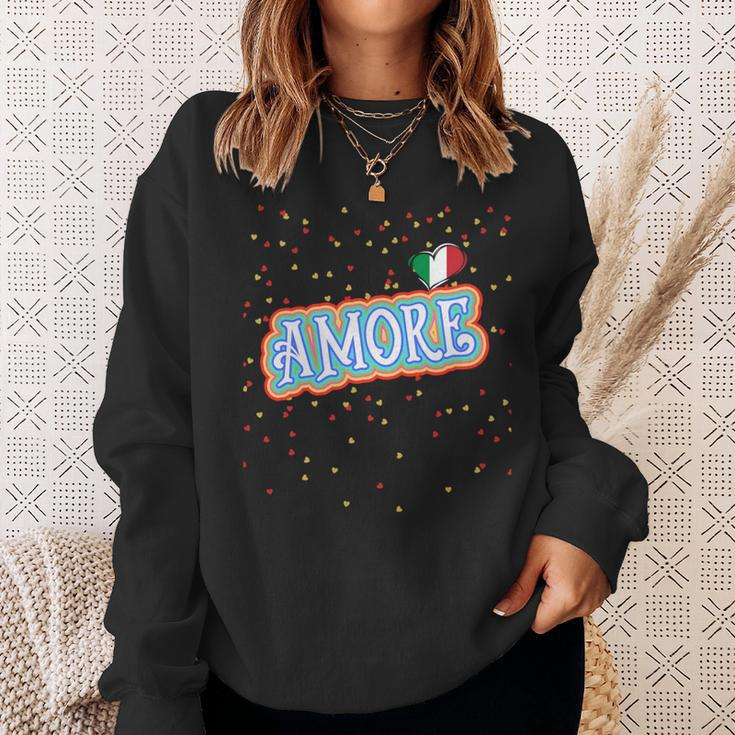 The Word Amore Heart In The Italian Flag Color For Tourists Sweatshirt Gifts for Her
