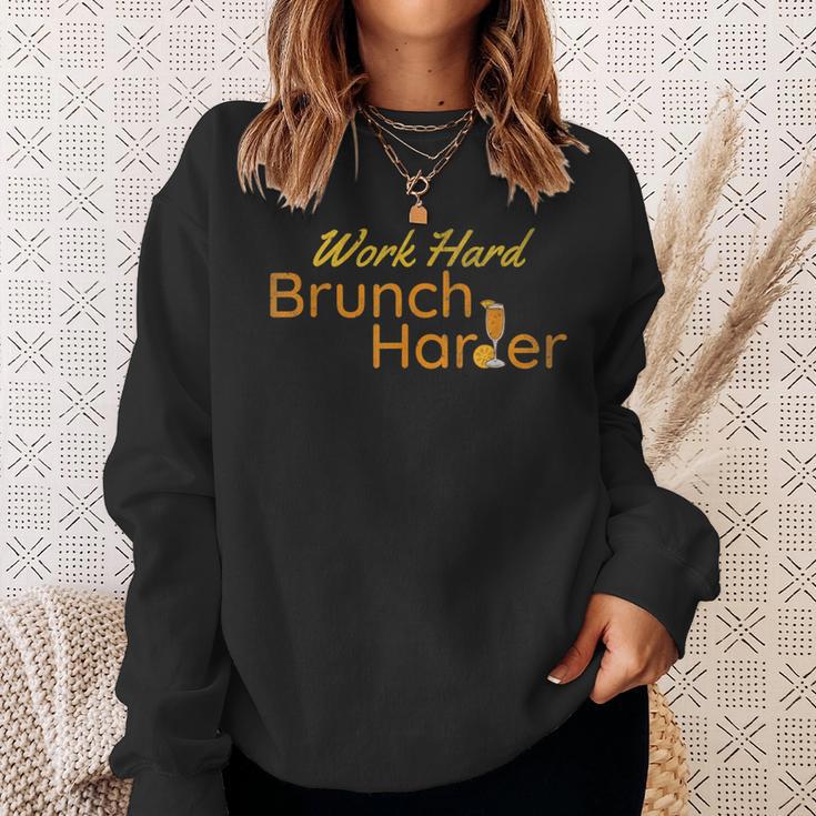 Work Hard Brunch Harder Vintage Mimosa Day Drinking Sweatshirt Gifts for Her