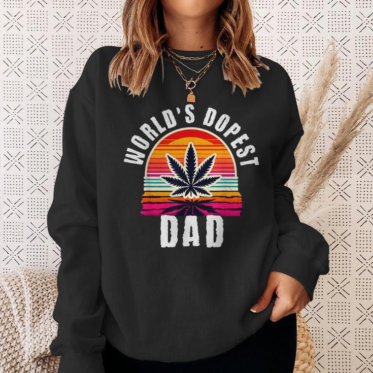 World's Dopest Dad For Father's Day Retro Sunset Weed Men Sweatshirt Gifts for Her
