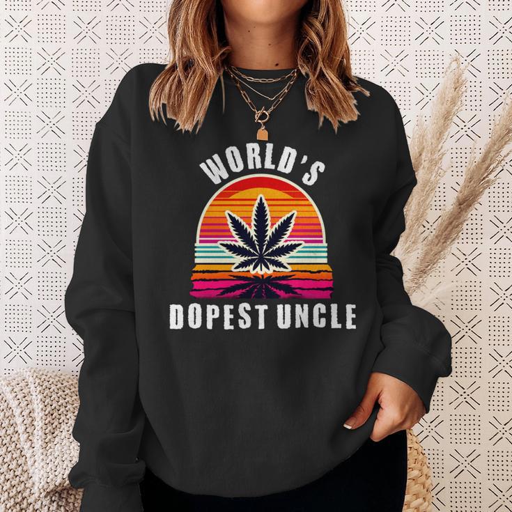 World's Dopest Uncle For Father's Day Retro Sunset Weed Men Sweatshirt Gifts for Her