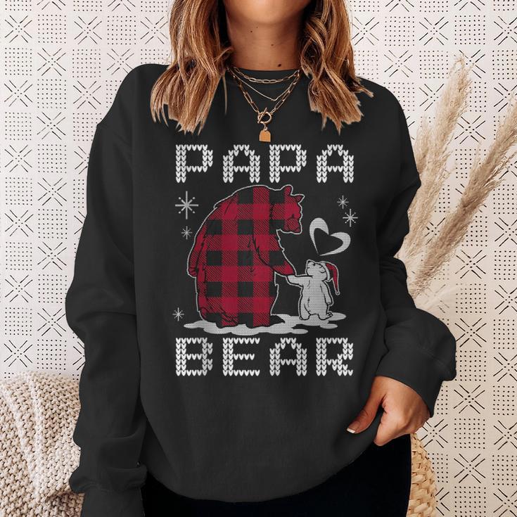 Xmas Papa Bear Pyjama Rot Büffel Plaid Eisbär Weihnachten Sweatshirt Geschenke für Sie