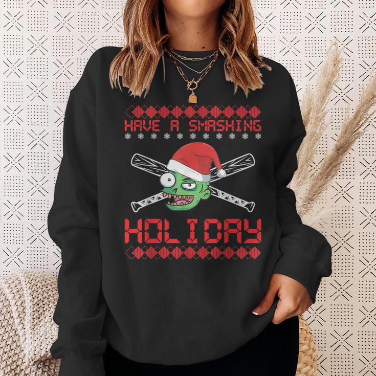 Xmas Ugly Zombie Baseball Chistmas Sweatshirt Gifts for Her