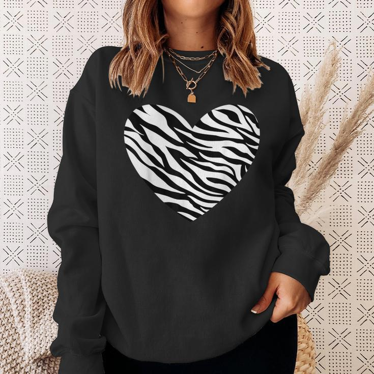 Zebra Fur Animal Skin Heart Print Waves Pattern Sweatshirt Geschenke für Sie