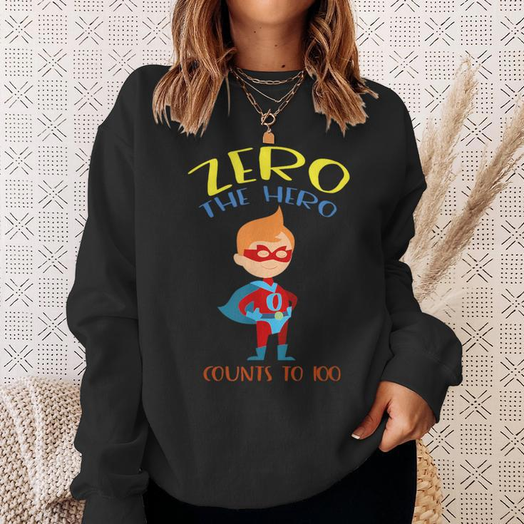 Zero The Hero Counts To 100 Superhero Sweatshirt Gifts for Her