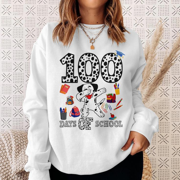 100 Days Smarter Of School Dabbing Dalmatian Dog Teachers Sweatshirt Gifts for Her