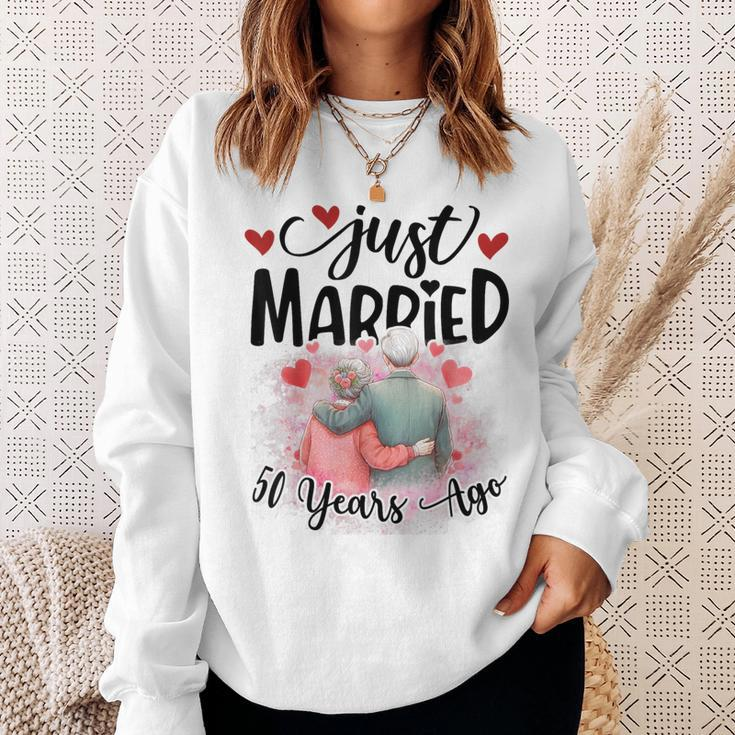 50Th Wedding Anniversary Just Married 50 Years Ago Couple Sweatshirt Gifts for Her