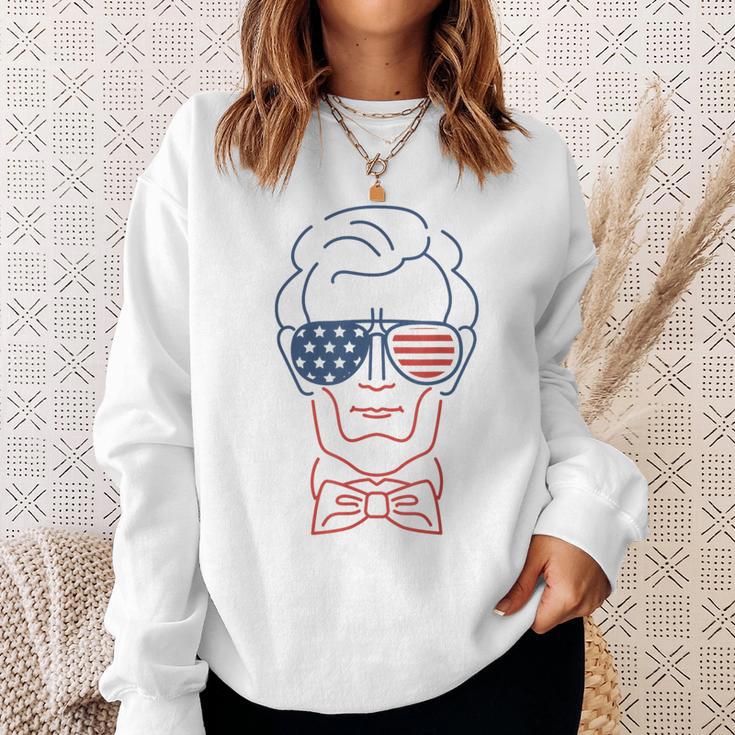 Abe Line Drawing Usa 4Th Of July President Abraham Lincoln Sweatshirt Gifts for Her