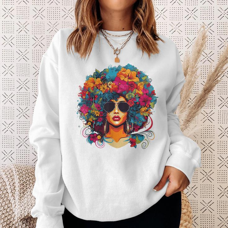 Afro Hair Natural Black History Pride Black Melanin Sweatshirt Gifts for Her