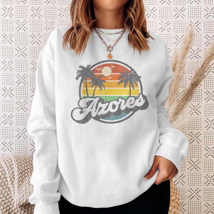 Azores Portugal Island Vacation Palm Trees Retro Beach Sweatshirt Gifts for Her