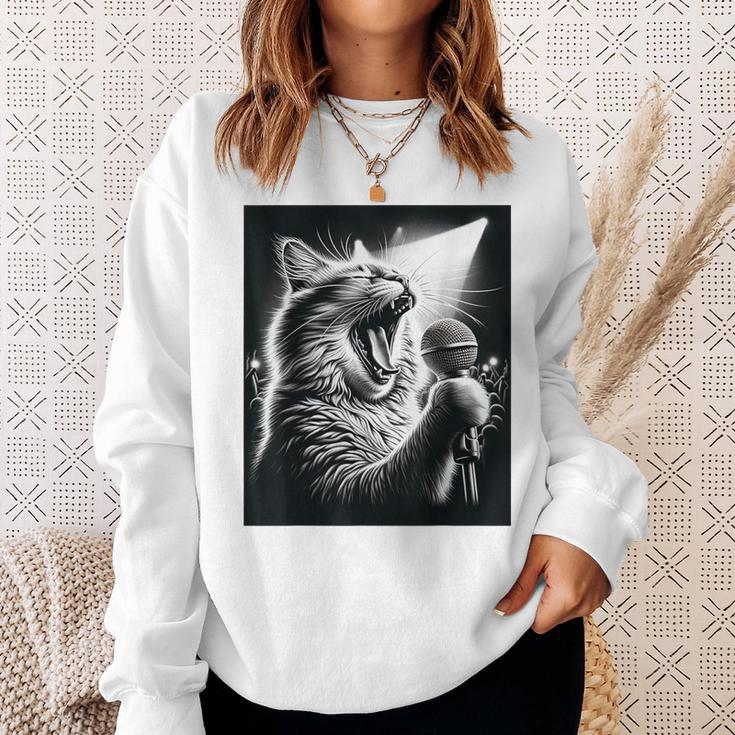 Band Musician Vocalist Singer Cat Singing Sweatshirt Gifts for Her