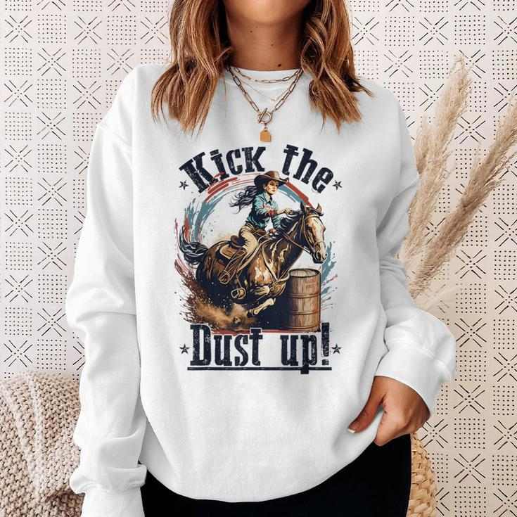 Barrel Racing Cowgirl Kick The Dust Up Rodeo Barrel Racer Sweatshirt Gifts for Her