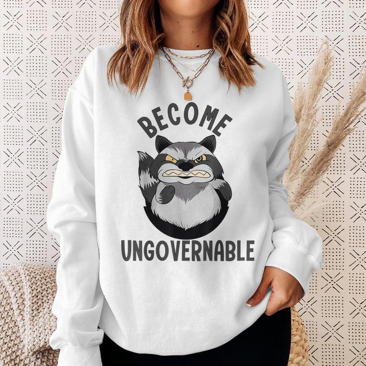 Become Ungovernable Raccoon Face Meme Opossum Lover Sweatshirt Gifts for Her