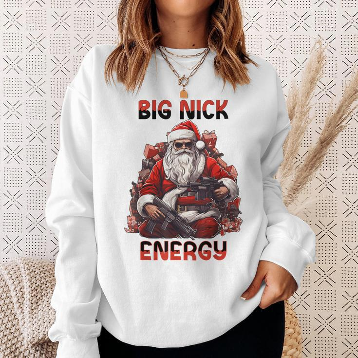 Big Nick Energy Vintage Gangster Santa Claus Wink Christmas Sweatshirt Gifts for Her