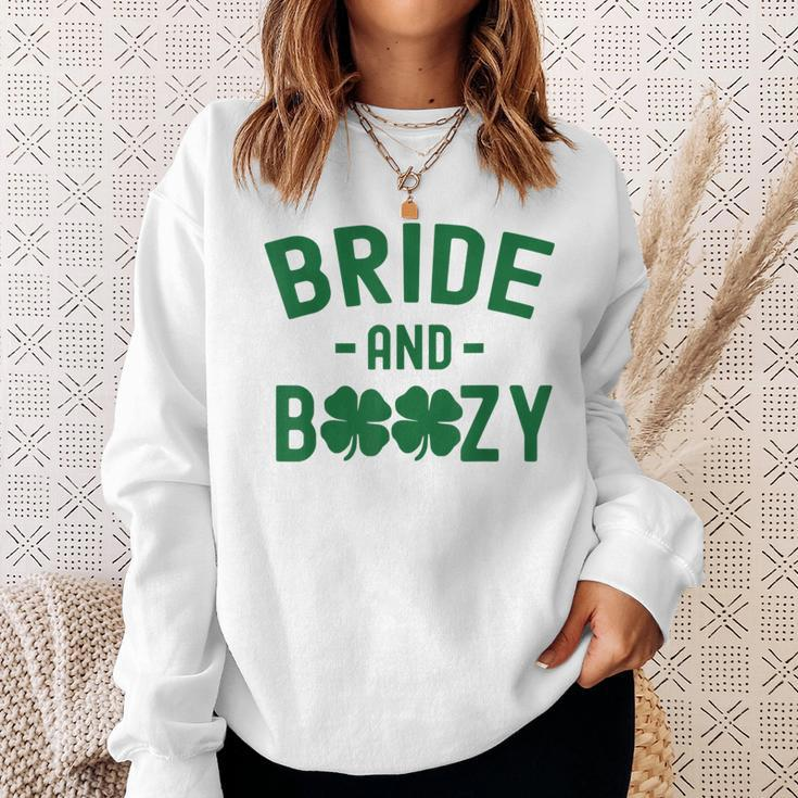 Bride And Boozy Irish St Patrick's Day Shamrocks Sweatshirt Gifts for Her