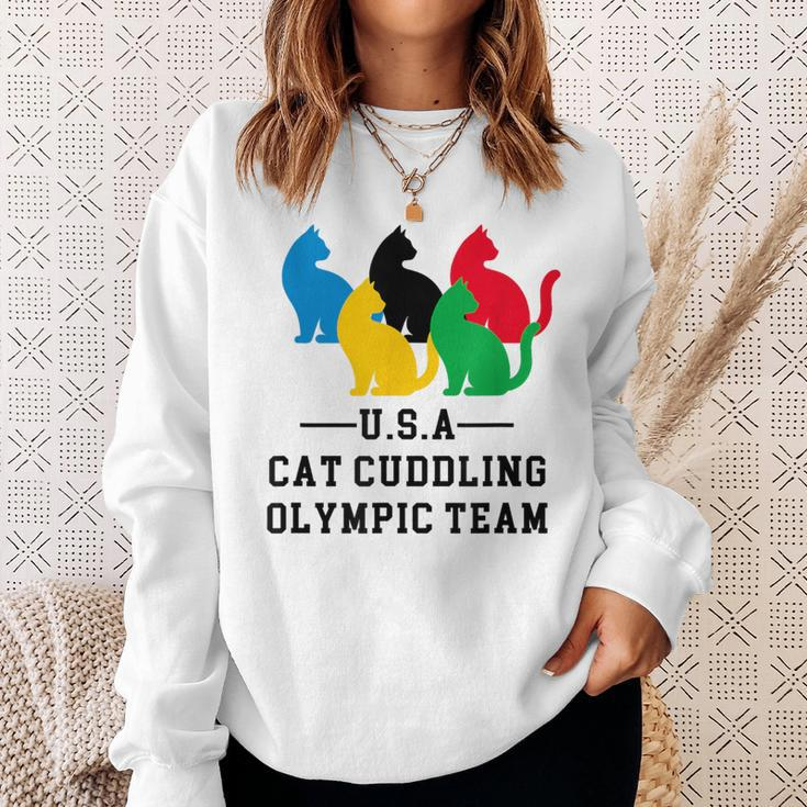 Cat Cuddling Olympic Team Sweatshirt Gifts for Her