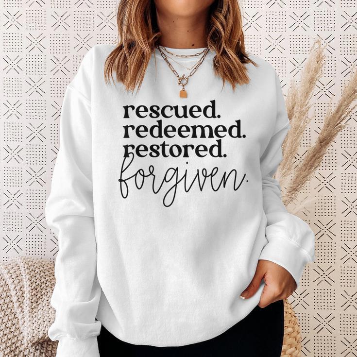 Christan Jesus Faith Rescued Redeemed Restored Forgiven Sweatshirt Gifts for Her