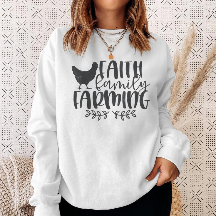 Christian Faith Family Farming Farm Chicken Sweatshirt Gifts for Her