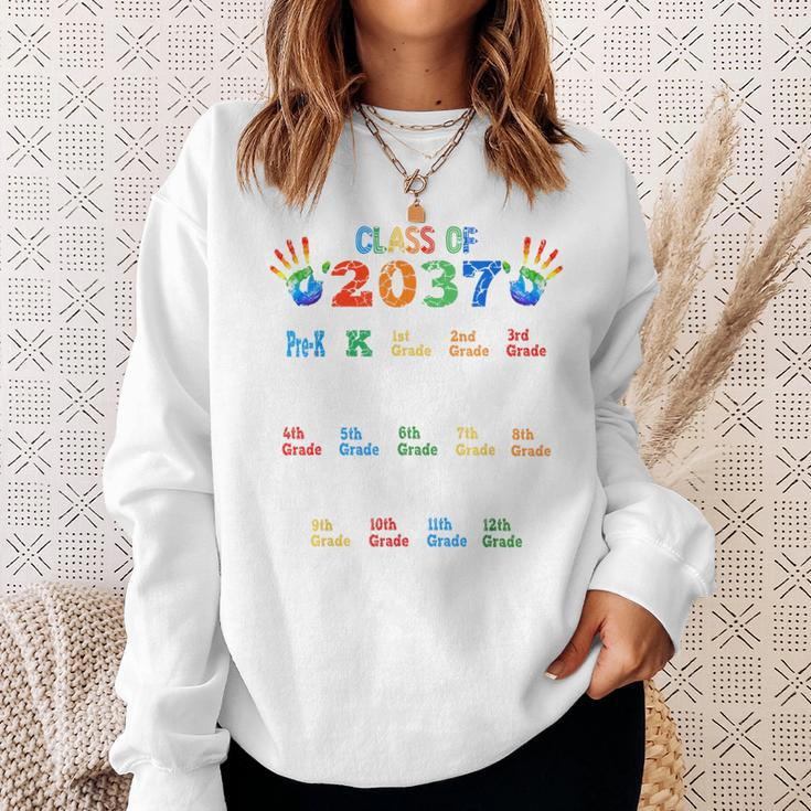 Class Of 2037 Grow With Me Color Handprint Pre-K 12Th Grade Sweatshirt Gifts for Her