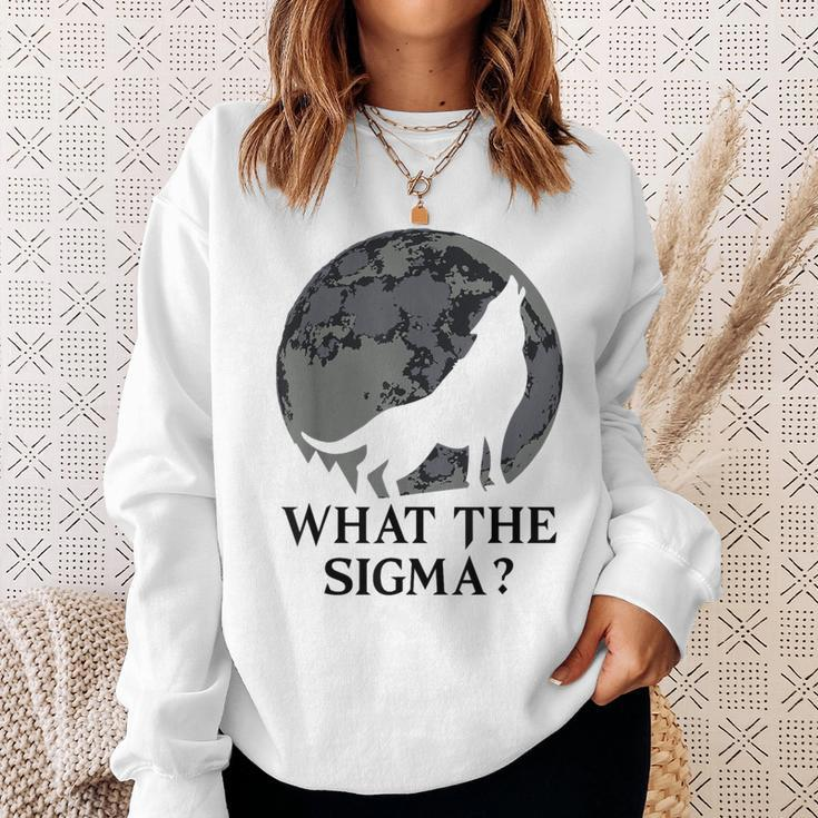 Cool Meme Moon Alpha Wolf What The Sigma Sweatshirt Gifts for Her