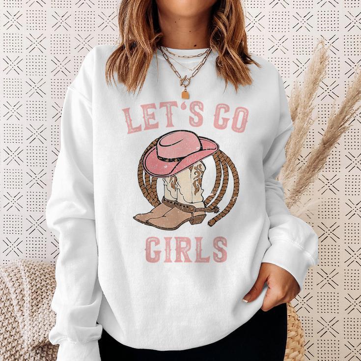 Cowboy Hat Boots Let's Go Girls Western Cowgirls Cowgirl Sweatshirt Gifts for Her