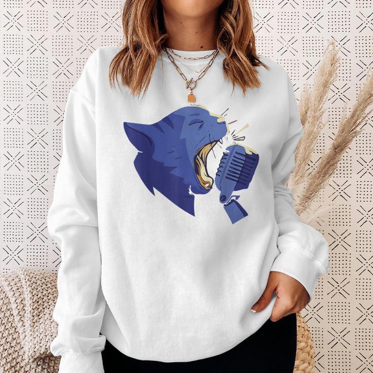 Cute Karaoke Singing Cat Singer Musical Band Vocalist Sweatshirt Gifts for Her