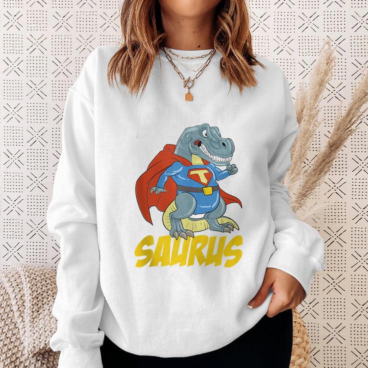 Daddy Saurus T-Rex Superhero Dinosaur Fathers Day Dad Father Sweatshirt Gifts for Her