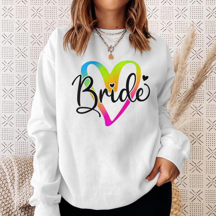 Damen Braut 2024 Junggesellinnenabschied Regenbogen Braut To Be Hochzeit Sweatshirt Geschenke für Sie