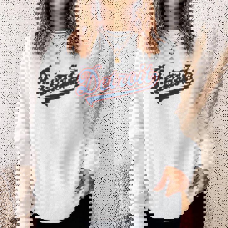 Detroit City Baseball Vintage Varsity Arched Text Detroit Sweatshirt Gifts for Her Detroit City Baseball Vintage Varsity Arched Text Detroit Sweatshirt Gifts for Her