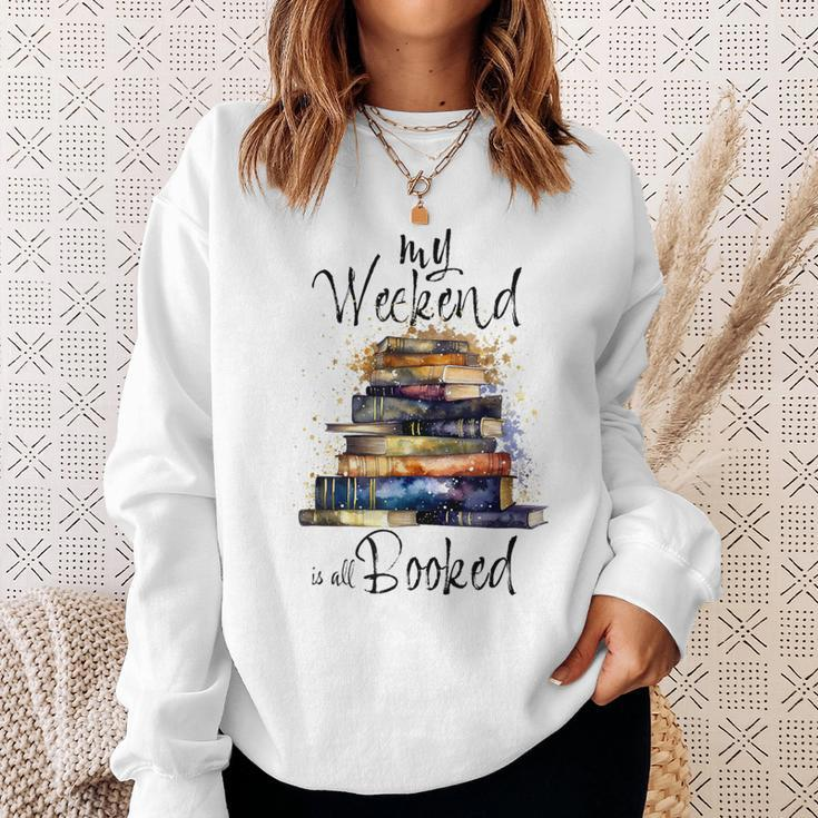 Distressed Quote My Weekend Is All Booked Reading Books Sweatshirt Gifts for Her
