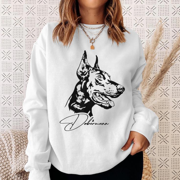 Dobermann Portrait Dog Portrait Dobie Dog White Sweatshirt Geschenke für Sie