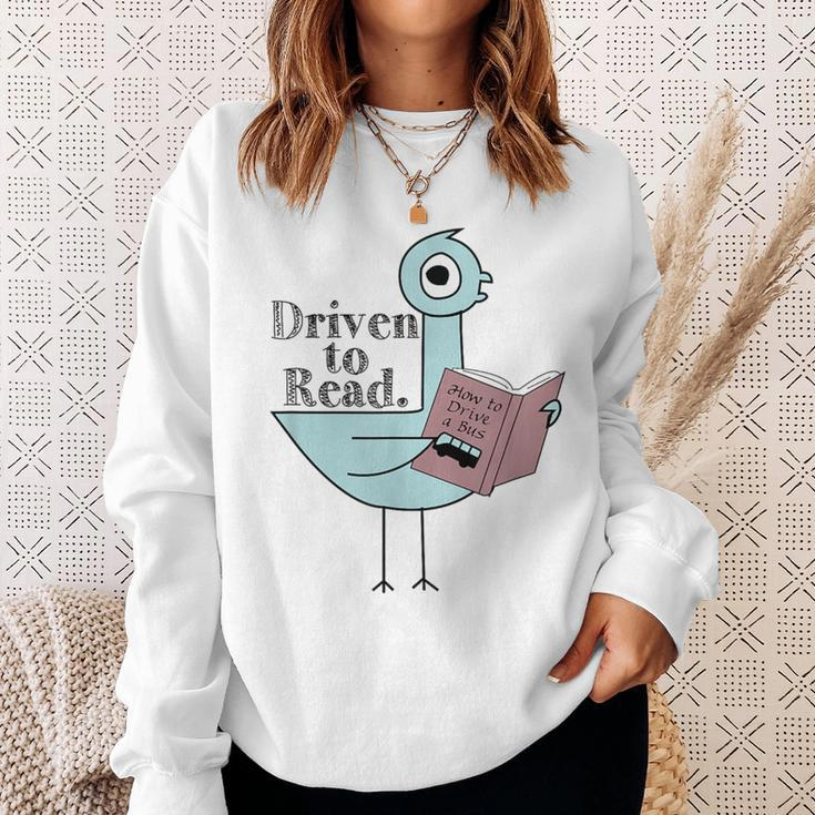Driven To Read Pigeon Library Reading Books Readers Sweatshirt Gifts for Her