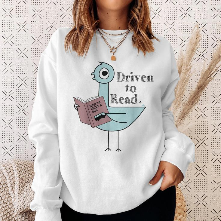 Driven To Read Pigeon Library Reading Books Sweatshirt Gifts for Her