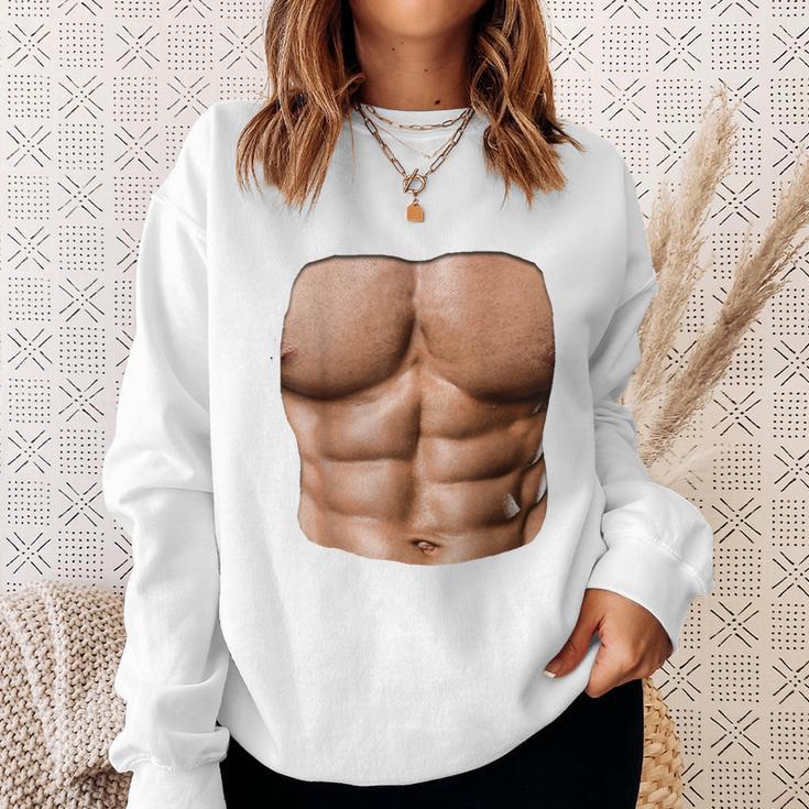 Fake Muscle Under Clothes Chest Six Pack Abs Sweatshirt Gifts for Her