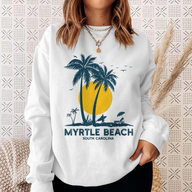Family Vacation Retro Sunset South Carolina Myrtle Beach Sweatshirt Gifts for Her