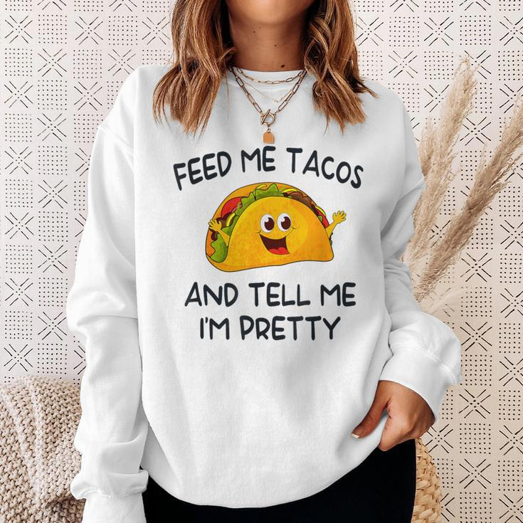 Feed Me Tacos And Tell Me I'm Pretty Toddler Vintage Taco Sweatshirt Gifts for Her