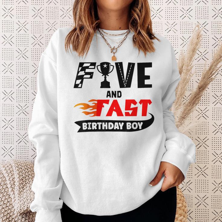 Five And Fast Birthday Boy Race Car 5Th Birthday Racer Sweatshirt Gifts for Her