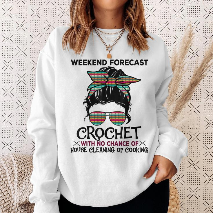 Weekend Forecast Crochet Crocheting Colorful Pattern Sweatshirt Gifts for Her