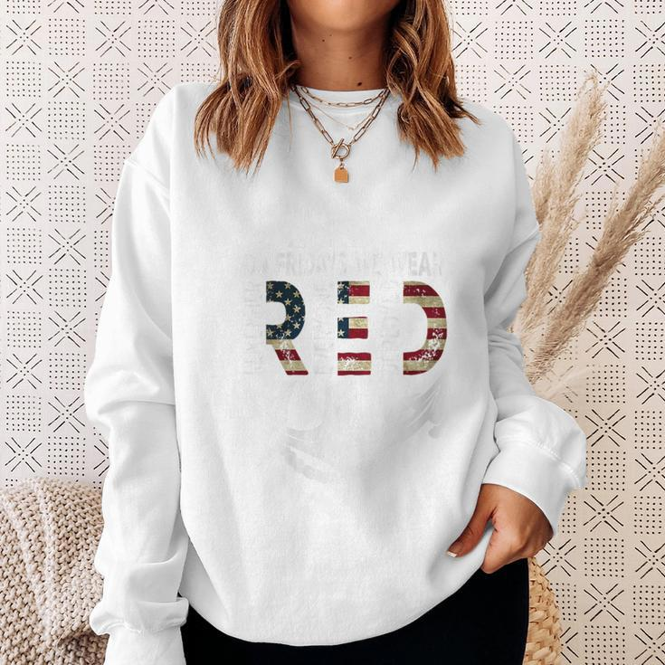 On Fridays We Wear Red Remember Everyone Deployed Navy Sweatshirt Gifts for Her