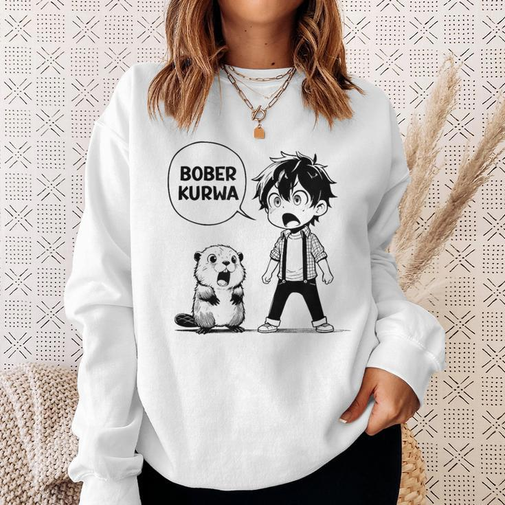 Bóbr Bober Kurwa Internet Meme Anime Manga Beaver Sweatshirt Geschenke für Sie