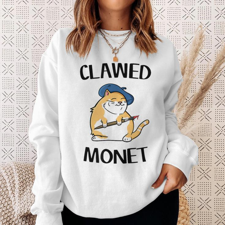 Cat French Artist Painting Clawed Monet Sweatshirt Gifts for Her