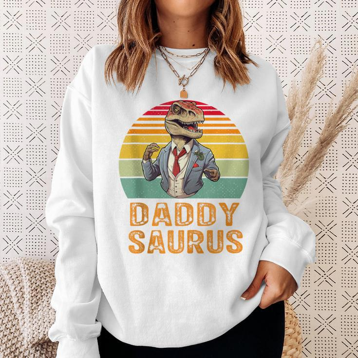 Daddy Saurus T-Rex Dinosaur Father's Day Family Saurus Sweatshirt Gifts for Her