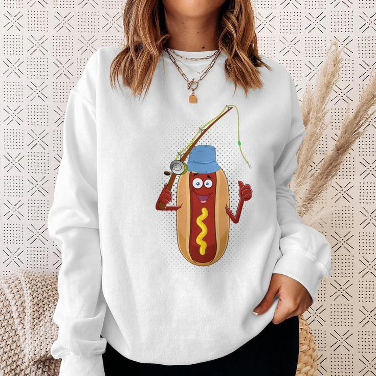 Fishing Hot Dog Vintage Hot Dog Fishermen Sweatshirt Gifts for Her