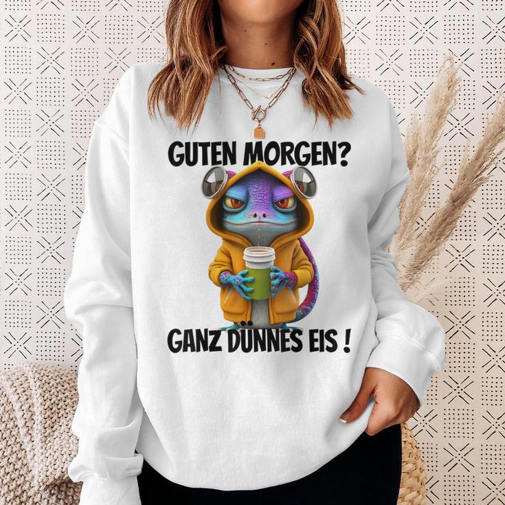 Saying Guten Morgen Ganz Thin Ice Gecko Sweatshirt Geschenke für Sie