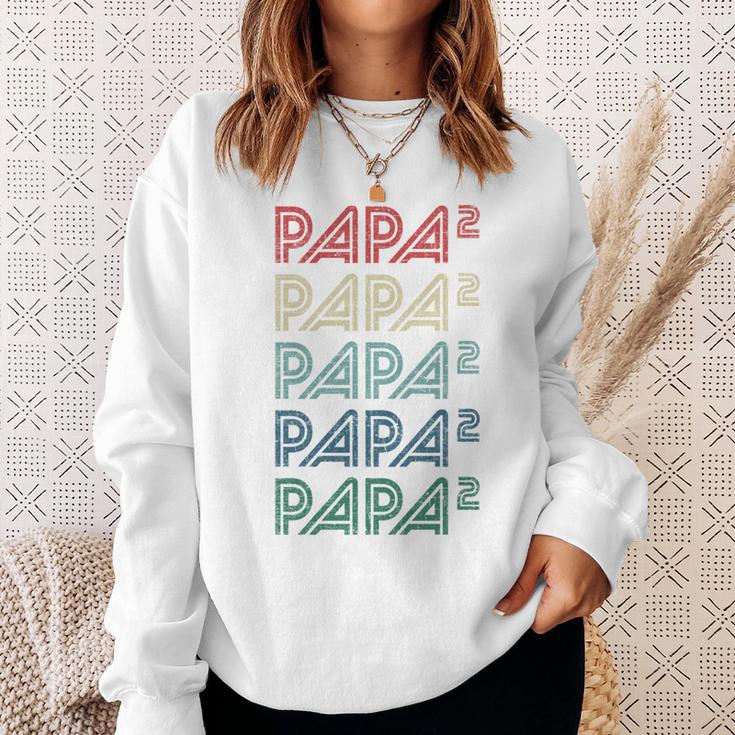 Für Papa Zur Geburt Zweites Kind Papa Hoch 2 Sweatshirt Geschenke für Sie